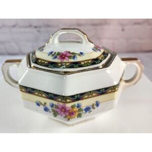 Epiag D.F. Alameda Royal Czechoslovakia 1920's Sugar Bowl Porcelain Gold Trim